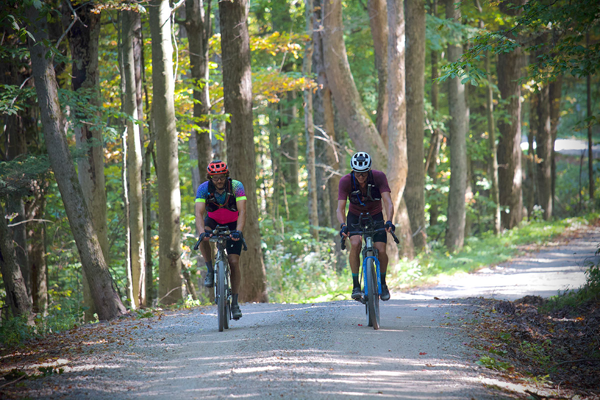 Cyclists on the Endless Mountains Gravel Cycling Path